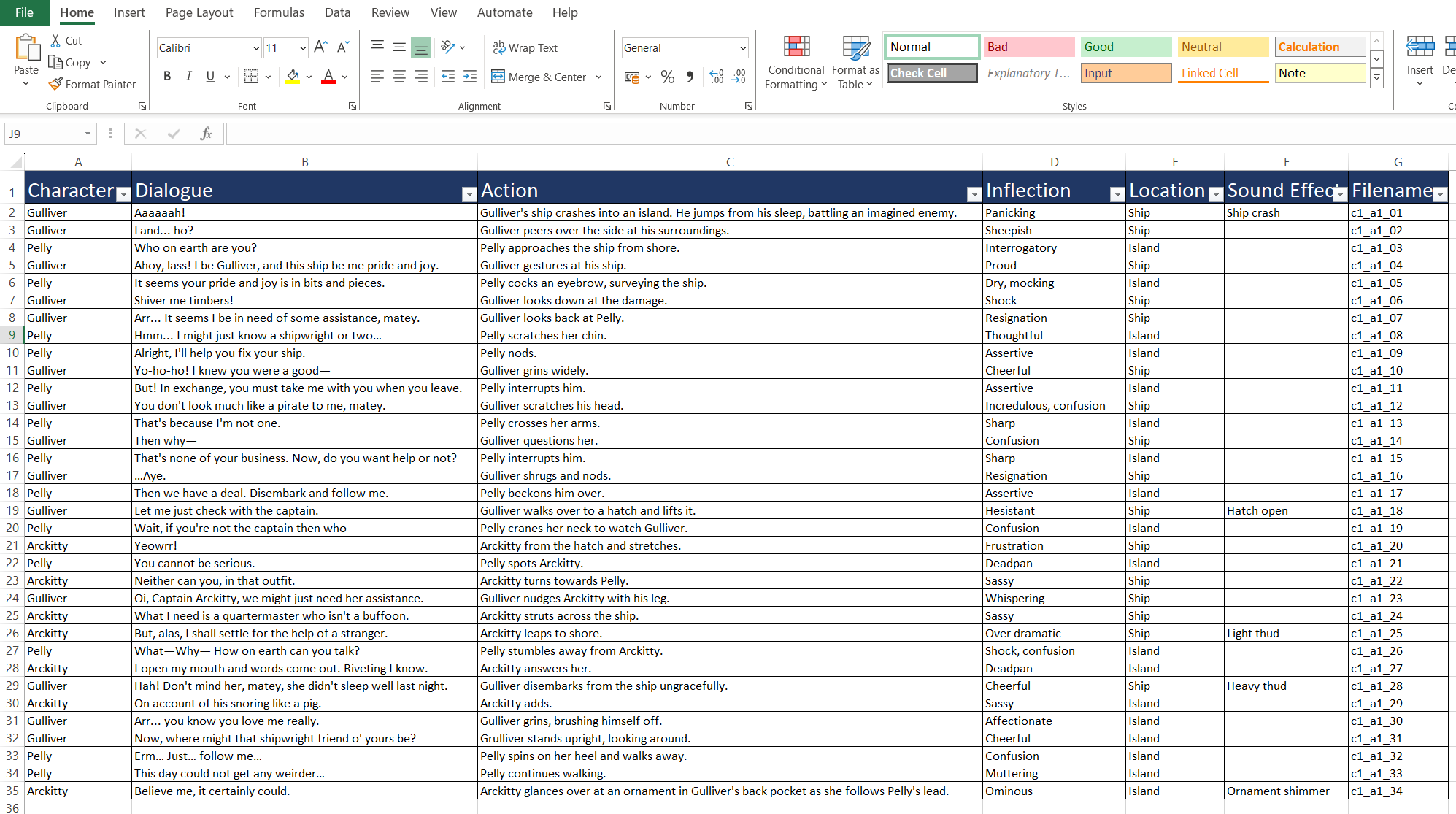 Excel Dialogue Sheet