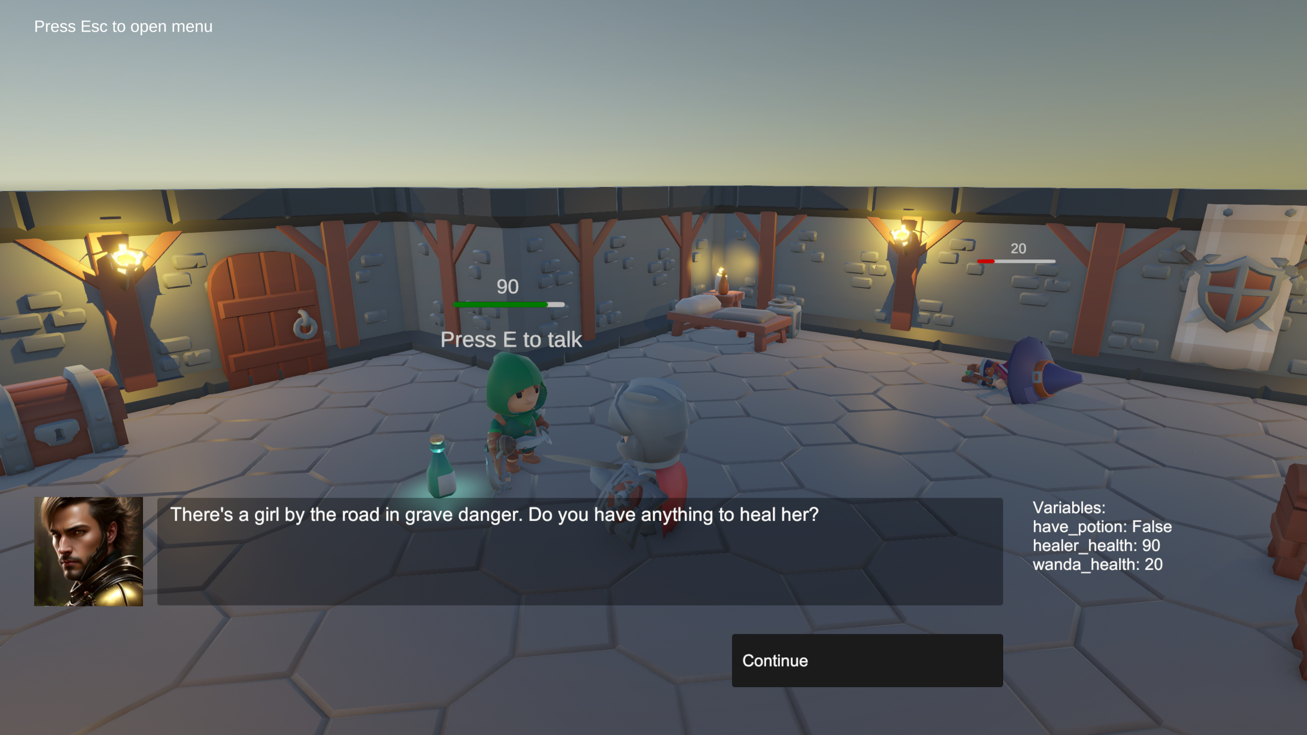 Unity arcweave 3d demo screenshot