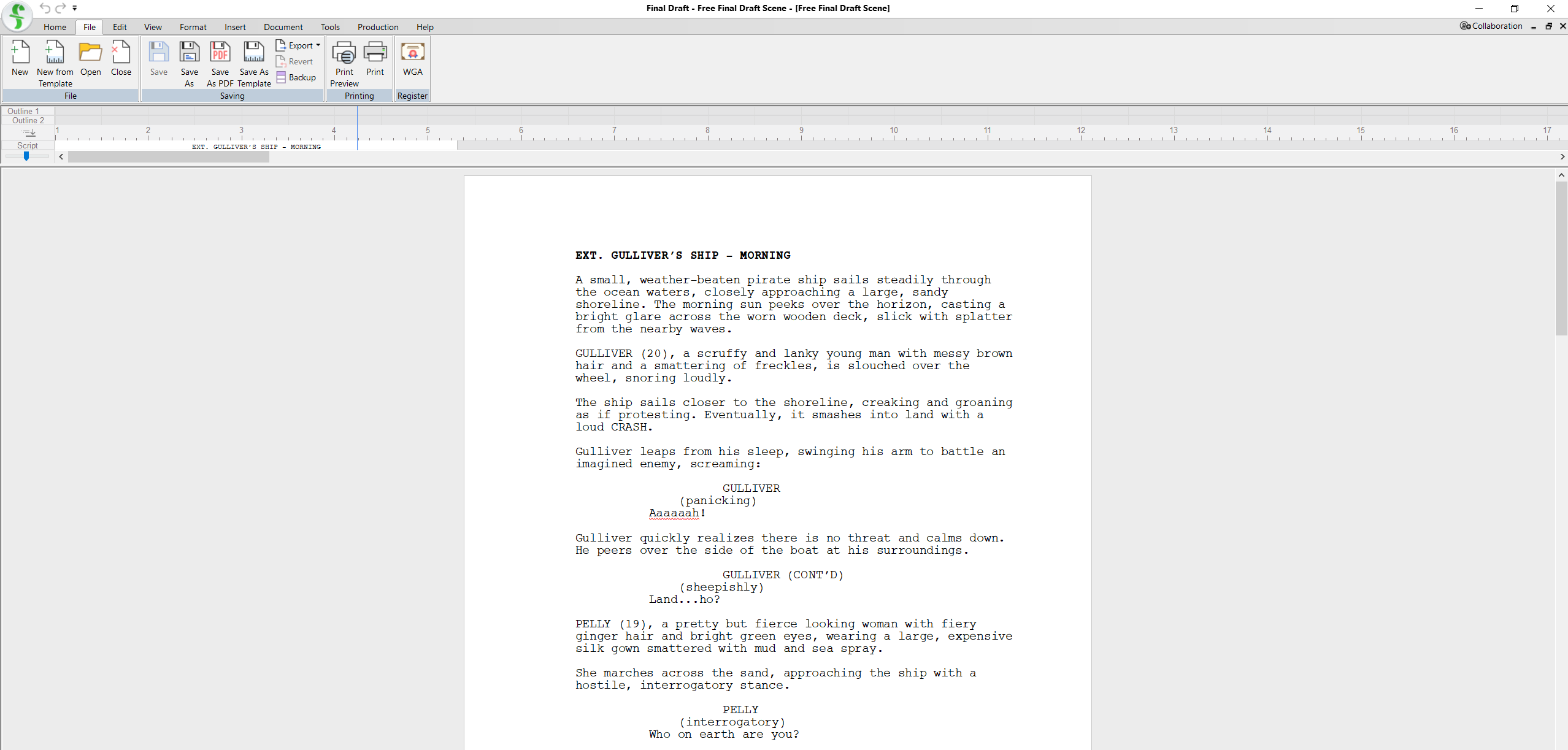 Final Draft Scene