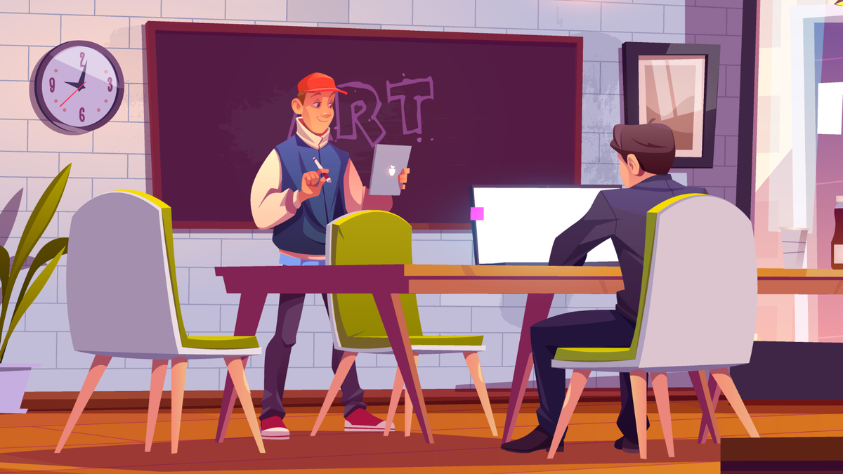 Illustration of training at the office.
