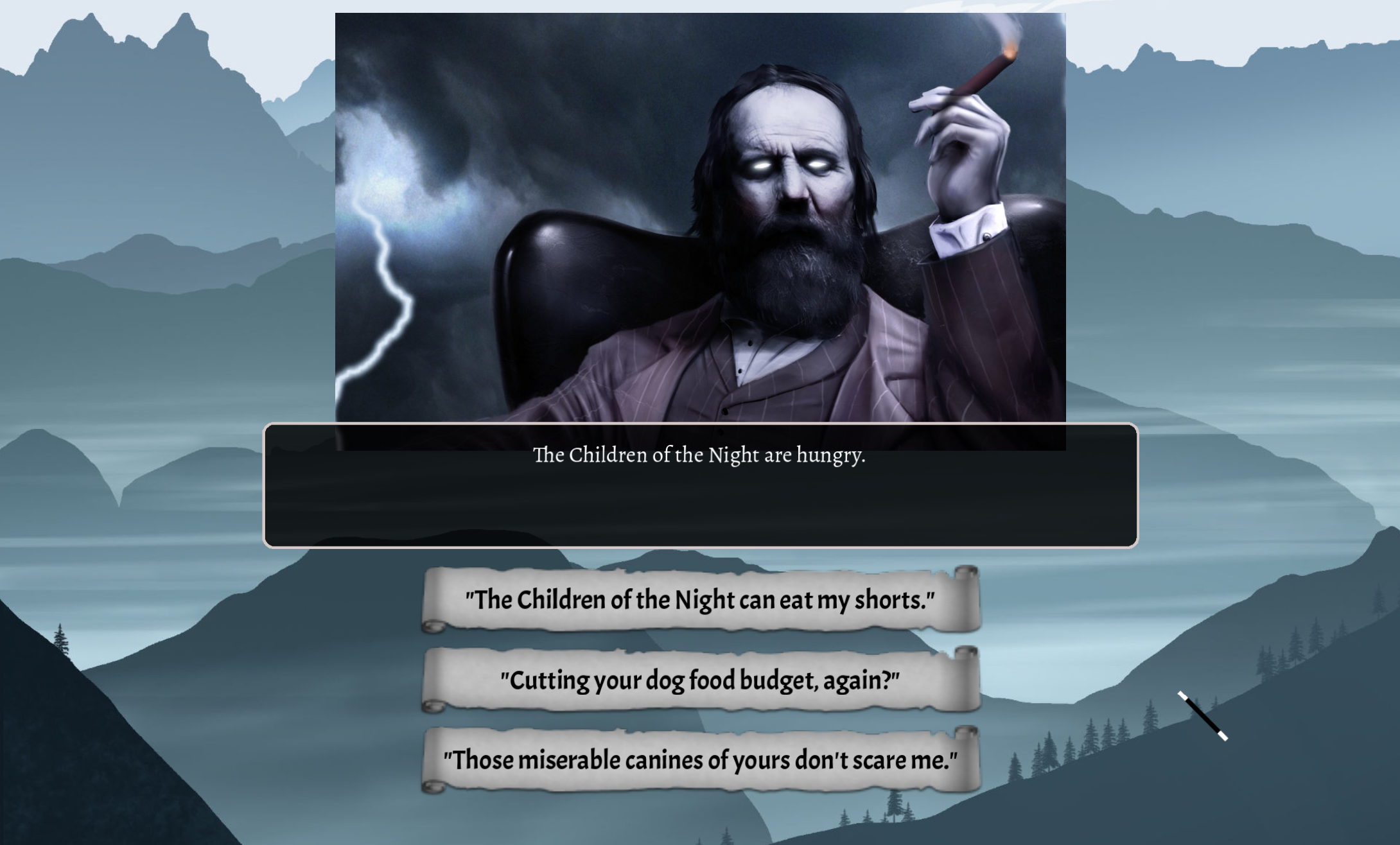 Screenshot from the game's dialogue system.